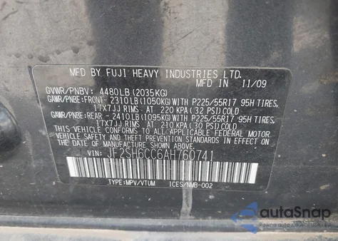 2010 Subaru Forester 2.5X Premium из США, поврежденный, VIN JF2SH6CC6AH760741